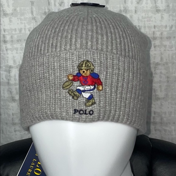 Polo by Ralph Lauren Accessories New Polo Ralph Lauren Gray Polo Bear Beanie Skully Hat